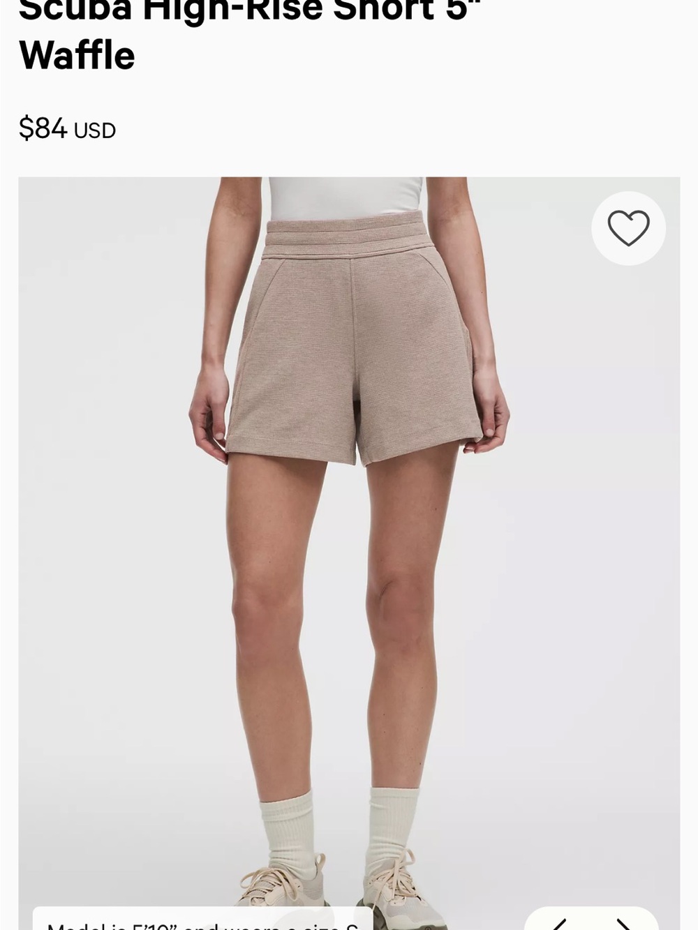 Lululemon Scuba High-Rise Short 5"
Waffle